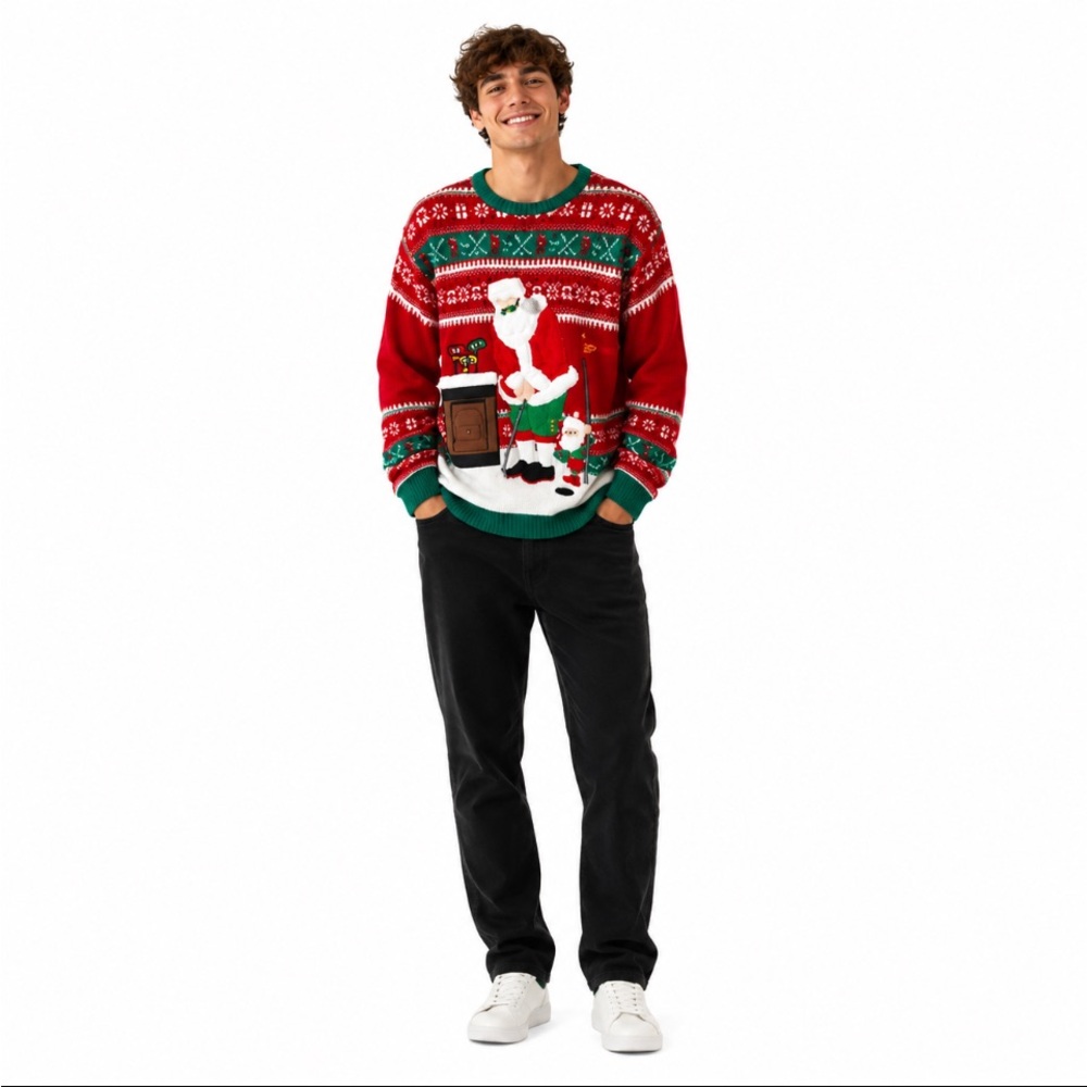 💥🆕💥JOLLIDAY Santa Golf Holiday Sweater Size: 3XB - Picture 1 of 6
